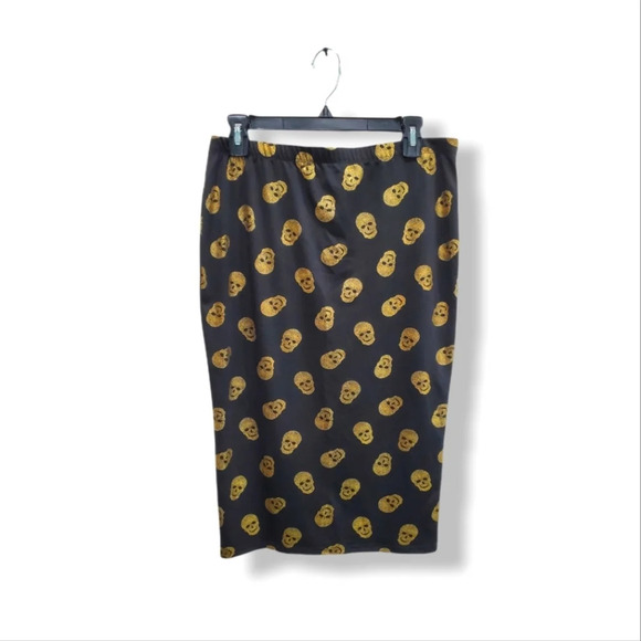 Pencil Skull Skirt Gold Black Sz XL - Picture 2 of 5